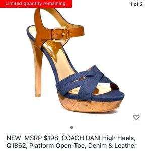 Coach Dani platform denim leather heels